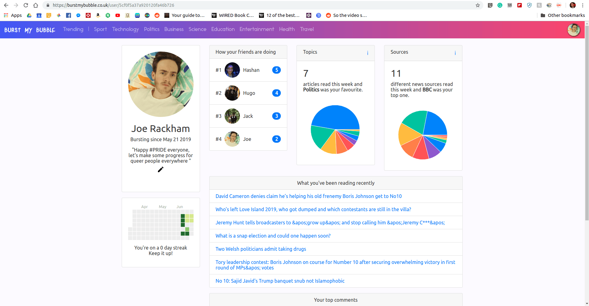 Personal Page - Burst My Bubble